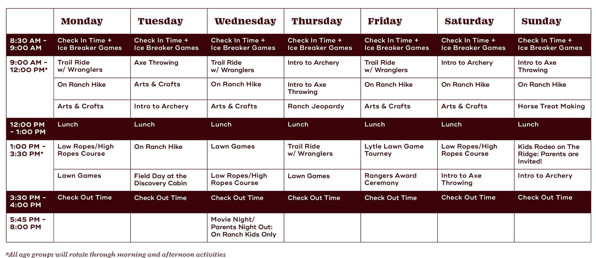 LMR Rangers Schedule
